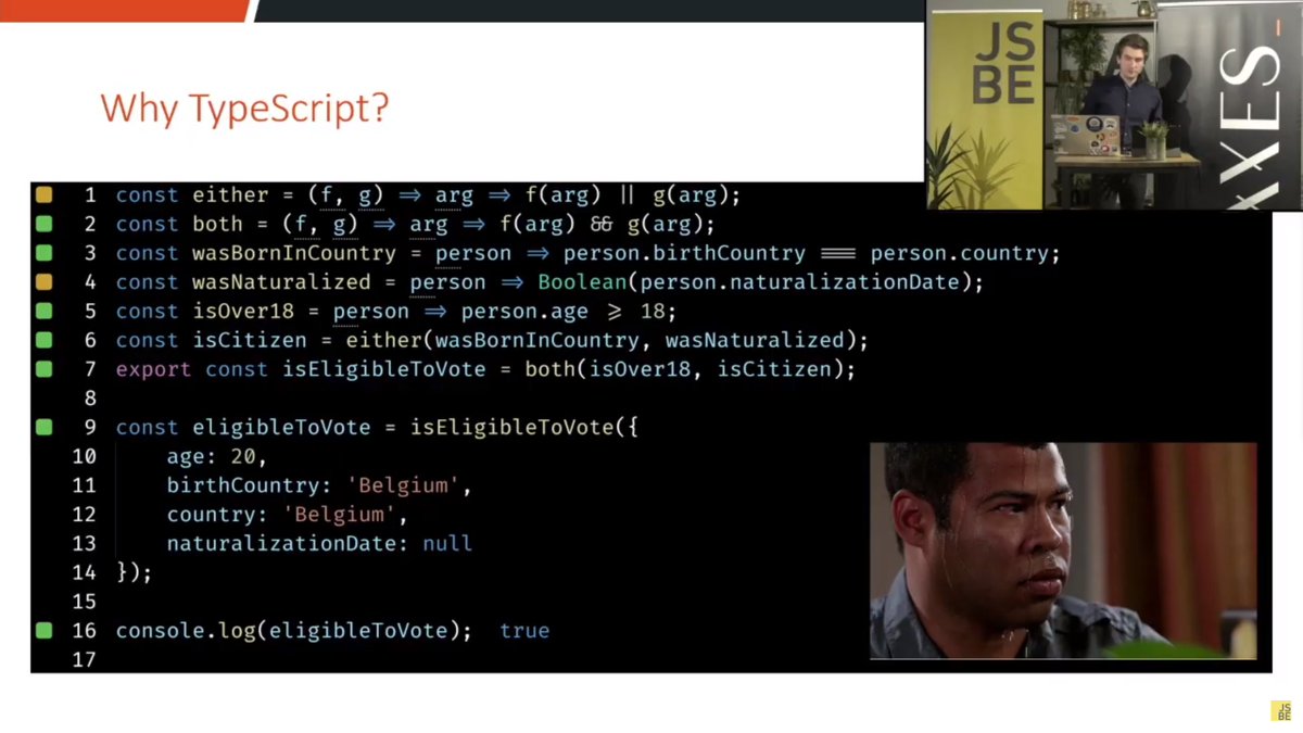 WardBeyens's tweet image. Yesterday was the #JSBE virtual meetup hosted by @Axxes_IT. The part about functional Typescript will come in handy!