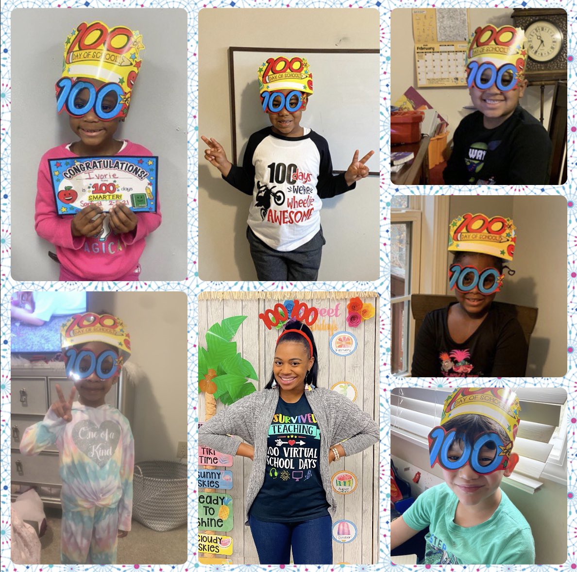 SanfordFirsties's tweet photo. Happy 100th Day of School! We survived 100 days of virtual learning and teaching! ❤️🍎 @dl_sims https://t.co/U6ieIzcVla