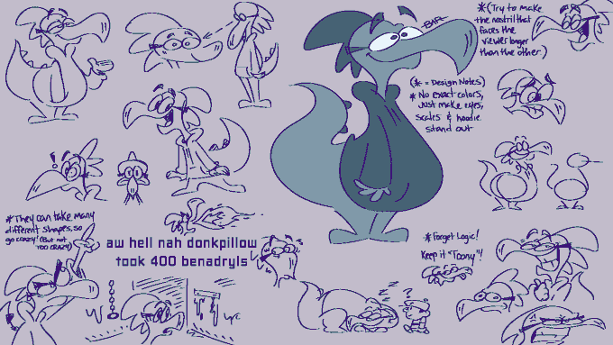 A bunch of Dorkzilla doodles from last night. 