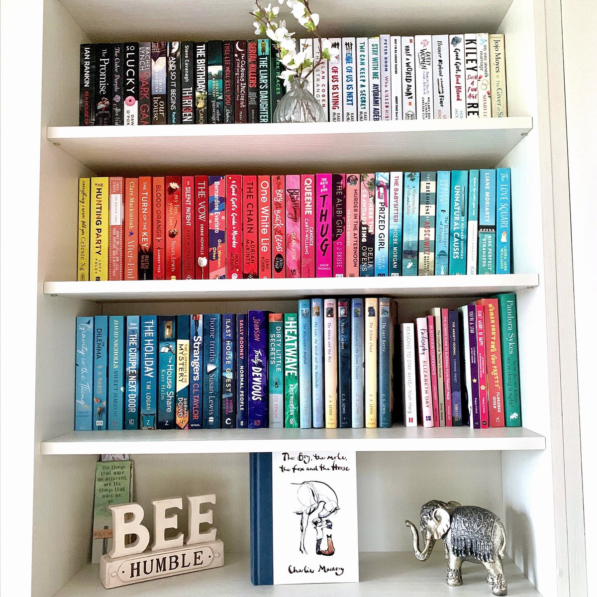 missmcc_'s tweet photo. ‘The Boy, The Mole, The Fox and the Horse’ @charliemackesy, one of my favourite books in the world, taking pride of place in my bookcase to mark #ChildrensMentalHealthWeek 🤍🌈✨
⠀ https://t.co/voamzzkhUu