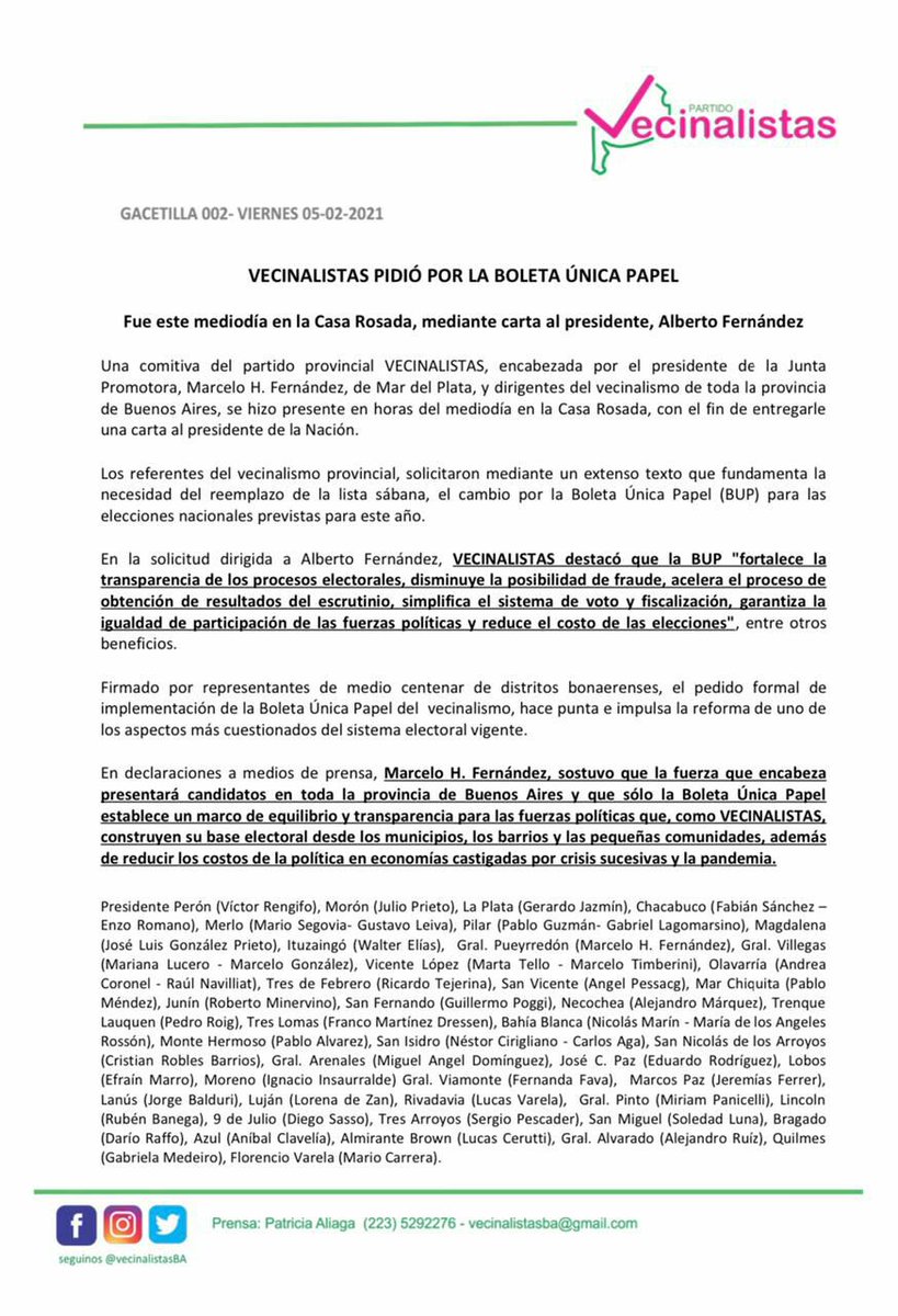 DESDE <a href="/VecinalistasBA/">Vecinalistas BA</a> LE PEDIMOS AL PRESIDENTE LA IMPLEMENTACIÓN DE LA BOLETA ÚNICA PAPEL 👇

#Vecinalismo #BoletaÚnicaPapel