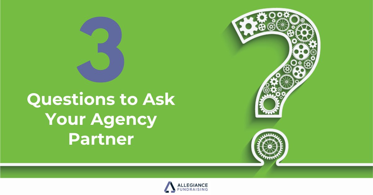 Your #DirectResponse agency can provide a great deal of value to your fundraising program.  But it’s important to ask these three questions to unlock the best insight your agency has to offer: alleg.co/36AmmkT

#Nonprofit #Fundraising #Agency #Partnership