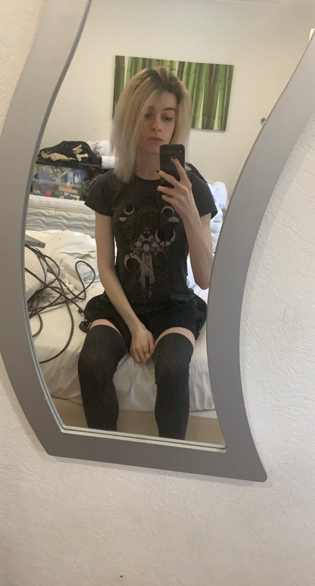 Tryna like, do something called a smile. And I got some uh, cashmere thigh highs c: 
#femboy