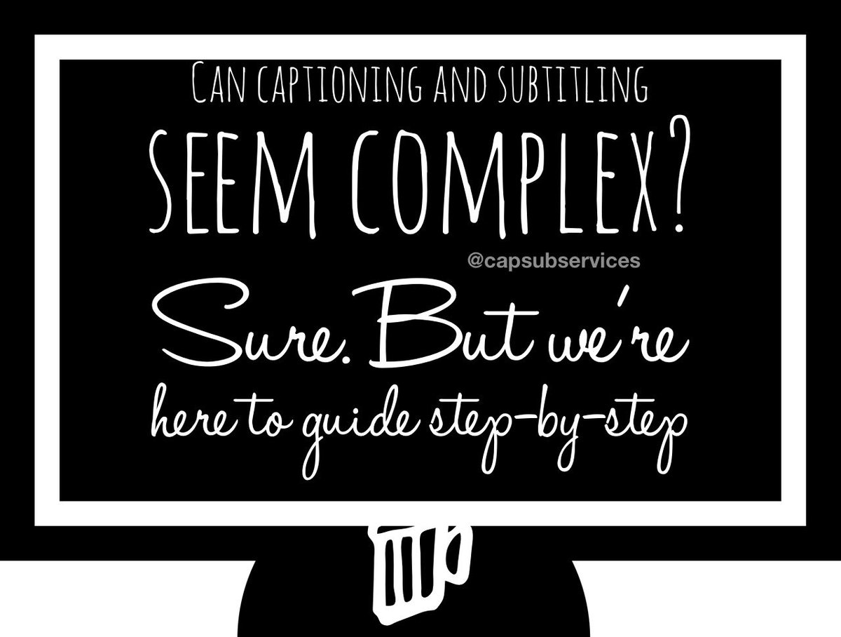 CapSubServices's tweet image. Sometimes #ClosedCaptioning and #Subtitles are hard to understand. We get it. That’s why we’re here to help. We’ll guide you from start to finish on your project.
_________
#CapSubServices #SubtitleHelp #Subtitling #Captions
