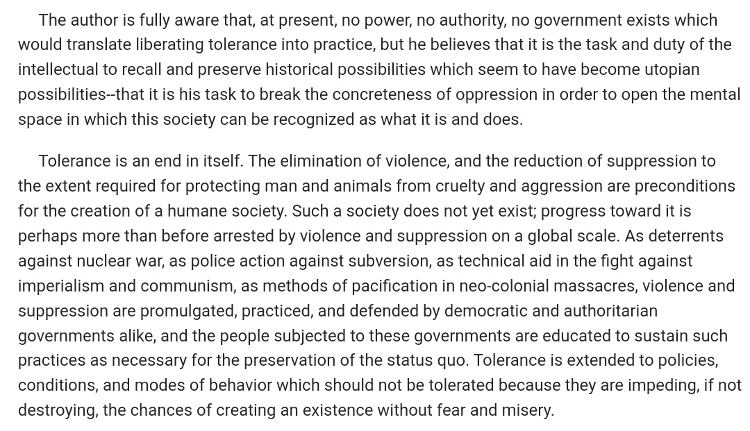 I mean, they even say so. Here, Herbert Marcuse in "Repressive Tolerance."