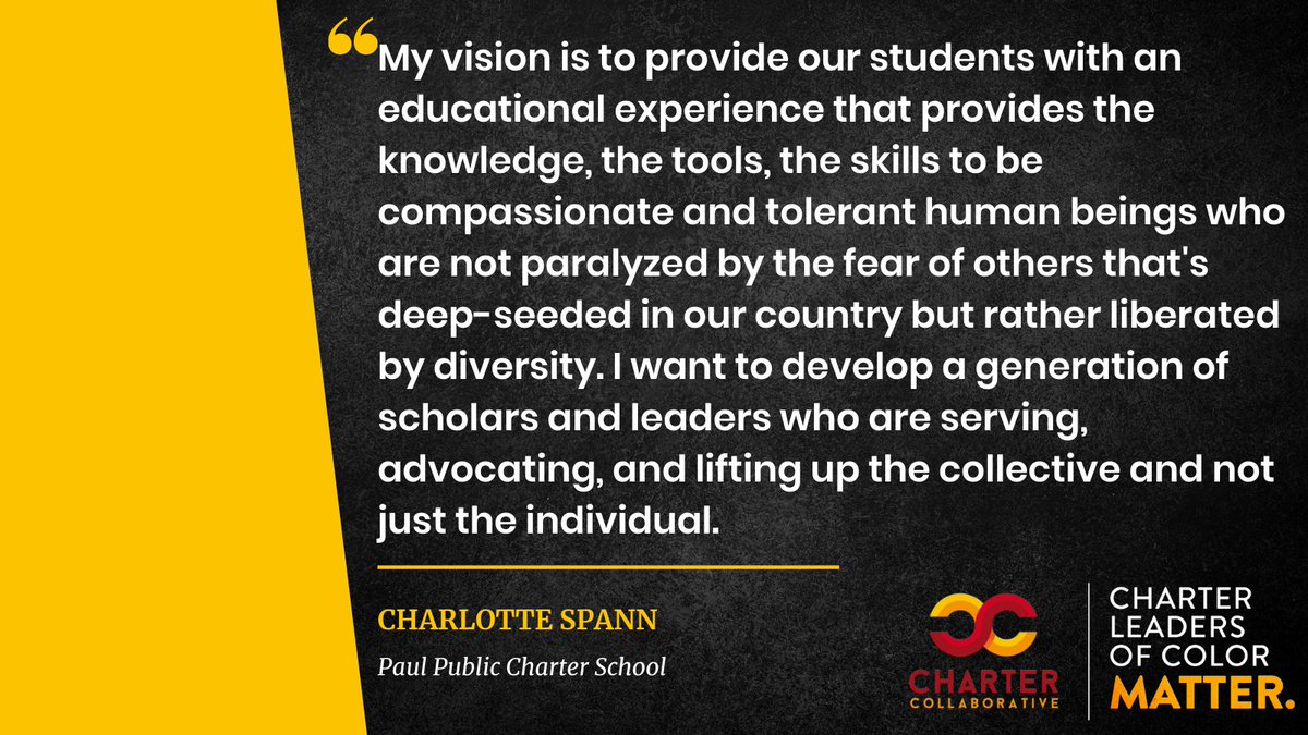 'I want to develop a generation of scholars and leaders who are serving, advocating, and lifting up the collective and not just the individual.'-Charlotte Spann #CLOCMatter Follow @PaulPCS bit.ly/2LlGwHX
