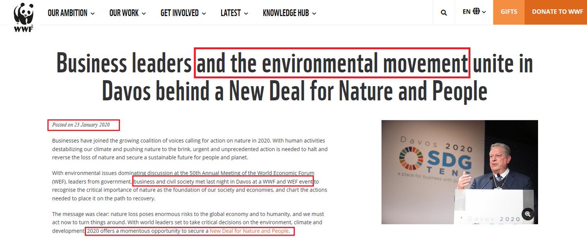 Thunberg earnings are directed to  #WWF,  #Greenpeace (& undisclosed NGOs). Behind the Thunberg campaign since inception, both work closely w/ World Economic Forum (& We Mean Business). The  #NewDealforNature /  #VoiceForThePlanet was created/led by  #WEF in partnership w/ WWF et al.