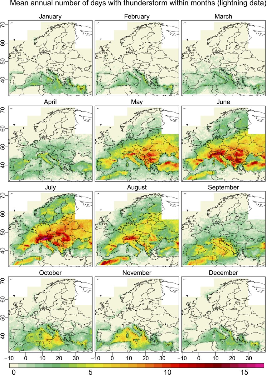 Poppies start flowering May. Which is the beginning of the thunderstorm season in continental Europe...And flower until the thunderstorm season is over. These pictures show thunderstorm frequency in Europe per month...