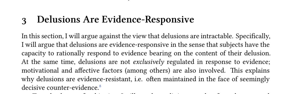 Seventh paper is by Carolina Flores on  #evidence responsiveness in  #delusions (something I am working on too):  https://philarchive.org/archive/FLODE-2v1 very worthwhile read, lots to think about  #52papers