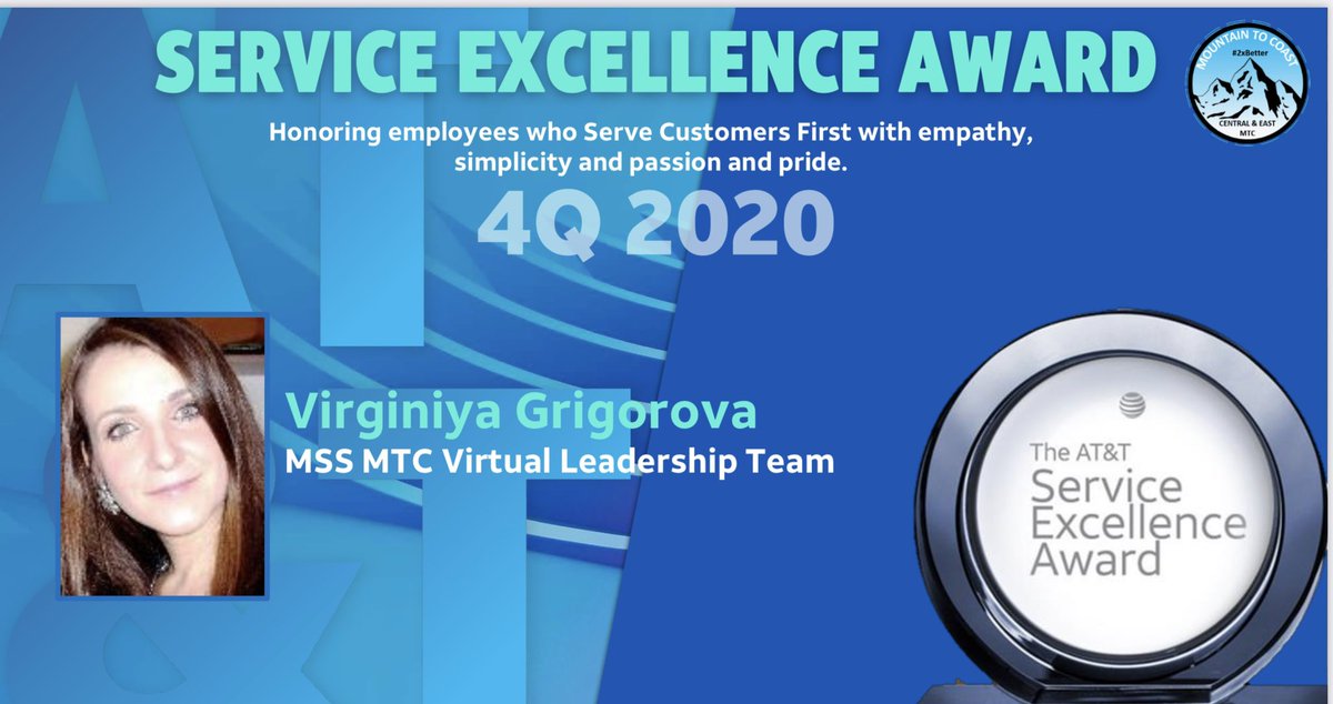 Kirk Anthony Williams (@elcaptainkirk) on Twitter photo Honored to CELEBRATE <a href="/vgrigorova11/">Virginiya Grigorova</a> on earning the AT&T Service Excellence Award for Q420! Your leadership, creativity, & quest resolving challenges creates the best experience for customers and team every time!Lead with empathy! CONGRATS! <a href="/carawfields/">Cara Fields</a> #MTCVCC #WinAs1Fam #2xBetter Honored to CELEBRATE <a href="/vgrigorova11/">Virginiya Grigorova</a> on earning the AT&T Service Excellence Award for Q420! Your leadership, creativity, & quest resolving challenges creates the best experience for customers and team every time!Lead with empathy! CONGRATS! <a href="/carawfields/">Cara Fields</a> #MTCVCC #WinAs1Fam #2xBetter