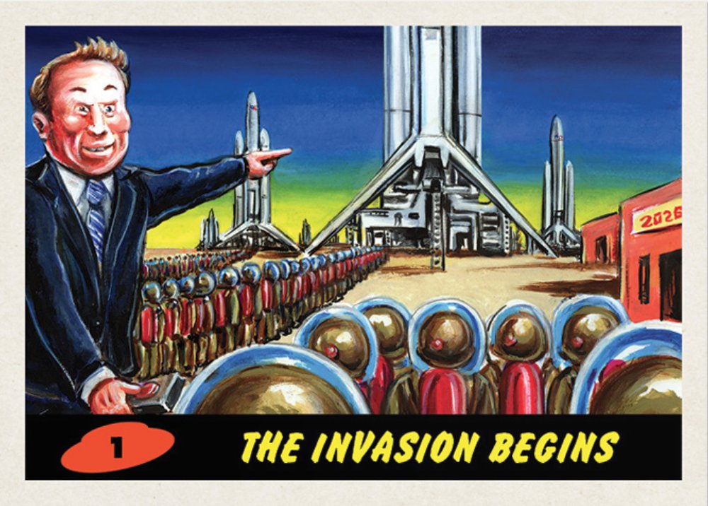 Are you tired of living on Earth? Do you need a change in your life? Well you are in luck... in 5.5 years Elon Musk says some of us will be living on Mars! According to Topps taking over Mars won’t come easy. 😉👽🚀

2021 Topps Mars Attacks: Invasion 2026: ow.ly/MAof50DsEMx