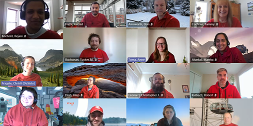 wspusa's tweet photo. Today is Natl Wear Red Day! For American #HeartMonth, #WSPUSA raises awareness for heart disease &amp; brings greater attention to preventive care. Herndon VA Roadway/Drainage group shows support for #HeartHealth by wearing red in virtual meeting. #WeAreWSP #WSPLiveWell #GoRedWearRed https://t.co/LlaHeImIJJ