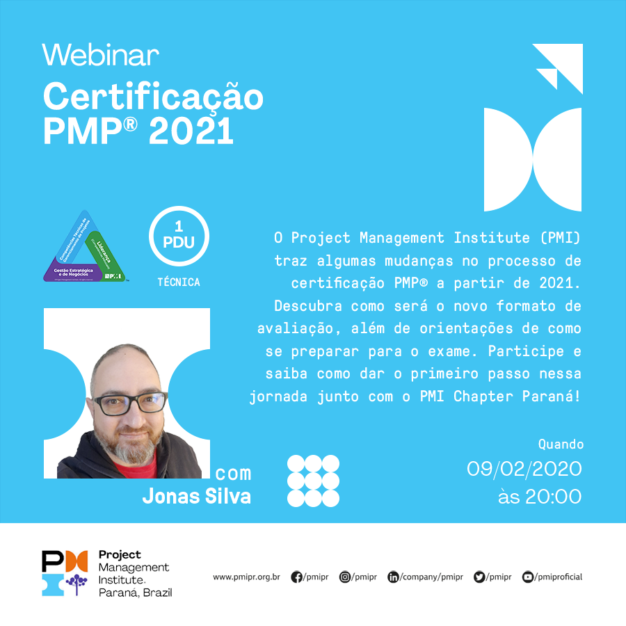 PMIPR's tweet photo. O PMI Paraná dá início a sua série de webinars com o assunto que está em alta em gerenciamento de projetos: Mudanças na certificação PMP®, que são válidas a partir de 2021.
O evento será dia 09/02, às 20:00
INSCREVA-SE
https://t.co/jsPHP2Kw3a
#pmipr #pmi #gopmi #projeto #gp https://t.co/dynjVjrKm3