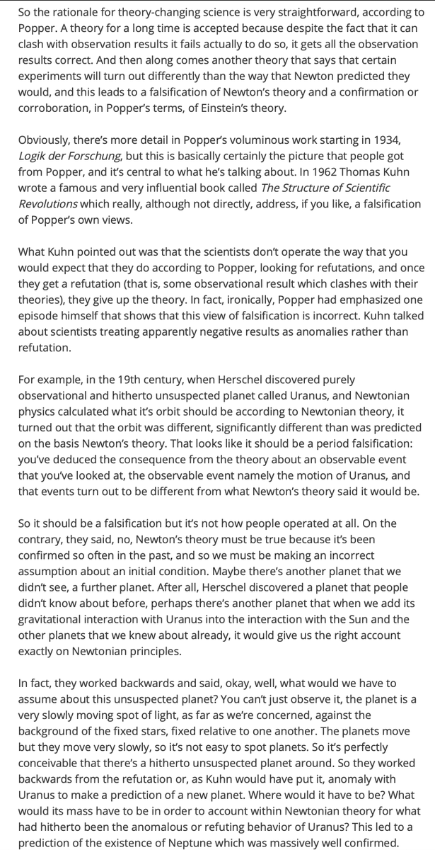 But to give an example of how the Will might play into scientific belief in a theory, consider Lakatos' famous answer to Popper. This is not Lakatos, but a simpler write-up of it: