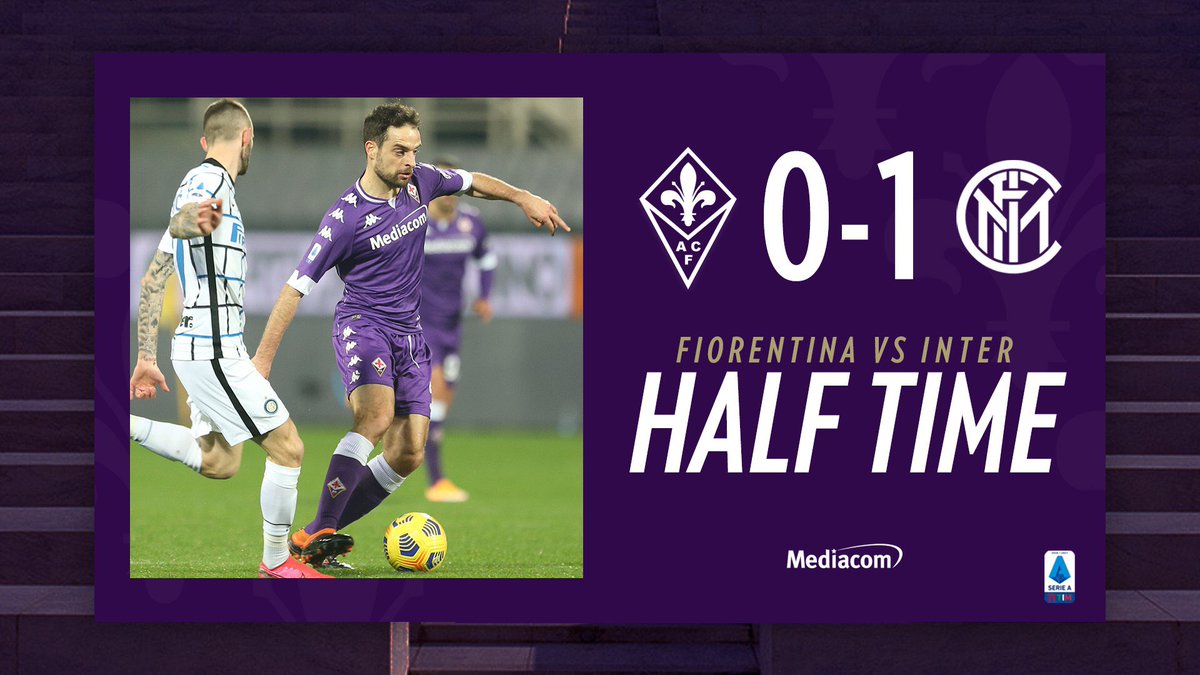 acffiorentina's tweet photo. ⏱| 45’ Si va negli spogliatoi con la squadra di Conte in vantaggio
Fiorentina 🆚 Inter 0️⃣-1️⃣
#ForzaViola 💜 #Fiorentina
#FiorentinaInter #FIOvINT https://t.co/geT2s54QYT