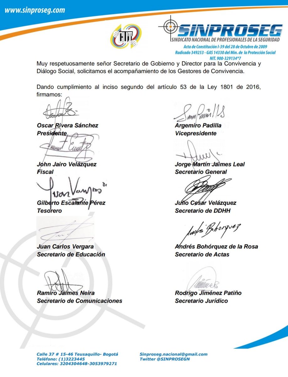 NOTIFICADOS <a href="/LuisErnestoGL/">Luis Ernesto Gómez👟</a> Secretario de Gobierno, <a href="/GarciaColorad0/">SENADO Verde #45</a> de la Alcaldía Mayor de Bogotá, sobre la ASAMBLEA INFORMATIVA PACÍFICA que se desarrollará el 10 de febrero 2021, a las 06:30 horas en la <a href="/UNPColombia/">Unidad Nacional de Protección, UNP.</a>