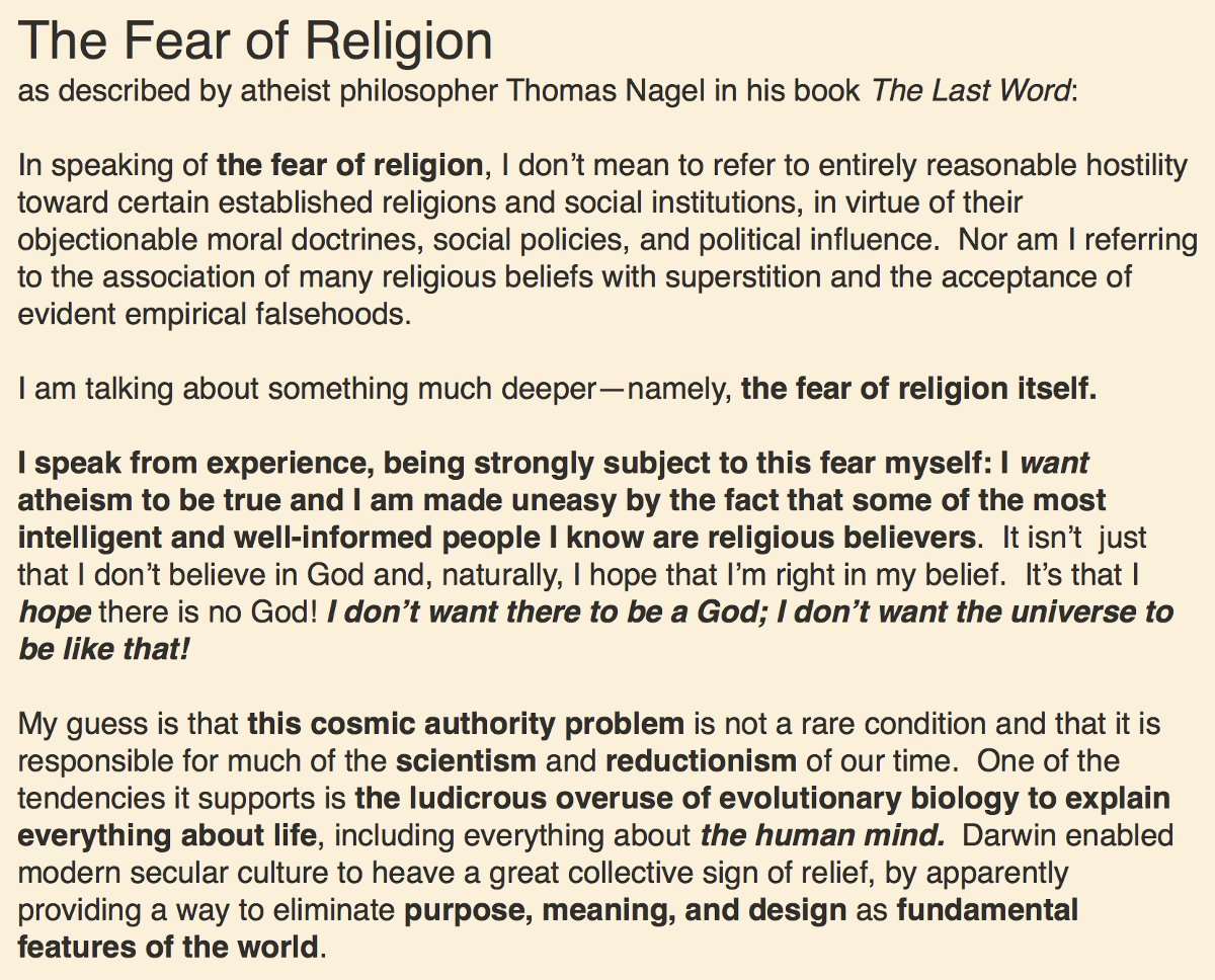 Furthermore, the Will plays a decisive role in one's basal beliefs. People, it appears, just "decide" that certain things are true and they won't compromise on them, NO MATTER WHAT THE EVIDENCE. Hardcore naturalists are like this. Some admit it openly, but honesty is rare: