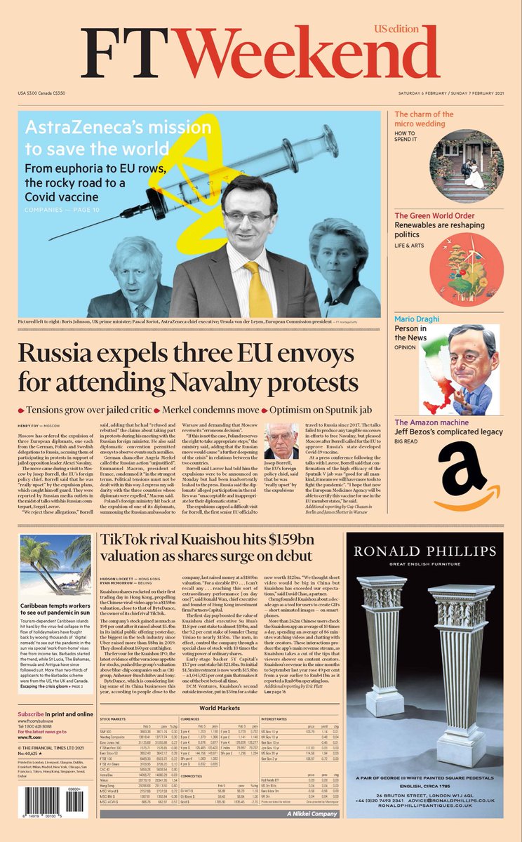 Borrell’s visit to Moscow makes the front of tomorrow’s  @FinancialTimes - but probably not for the reasons he would have hoped