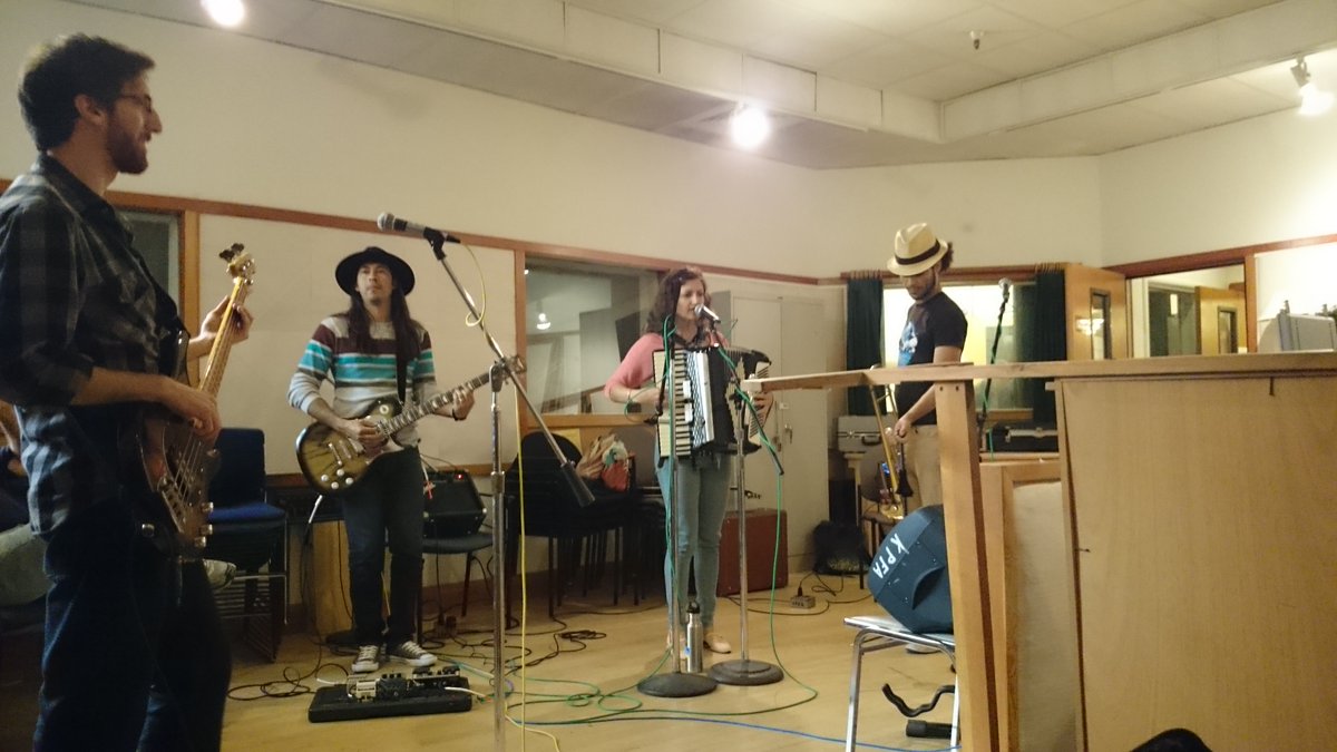 Salt_Petal's tweet photo. Excited that vaccines are rolling out and feeling like some day soon we’ll get to be on the road again! Flashing back to fun shows we played on tour. This one was at KPFA Radio (in Berkeley) the day before we opened for Chicano Batman in Santa Cruz. https://t.co/iM22XKdgym