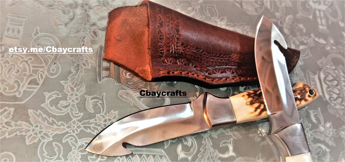 8 inch beautiful hand made d2 steel knife with swamp deer horn handle
for more information message us and visit our shop by clicking 
etsy.me/Cbaycrafts
