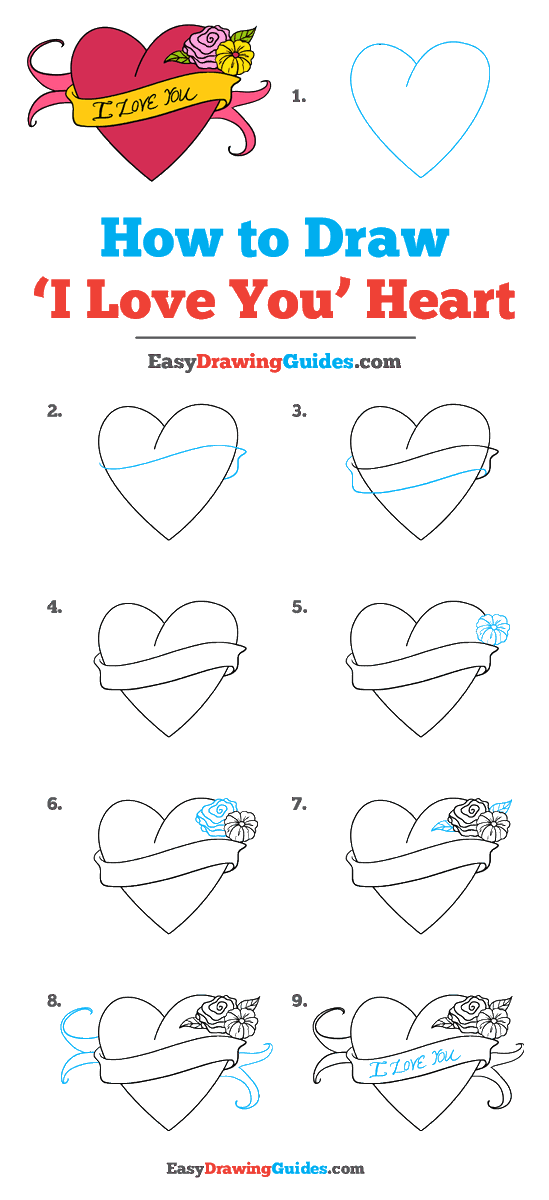 How To Draw A Love Heart Step By Step - Draw-heat