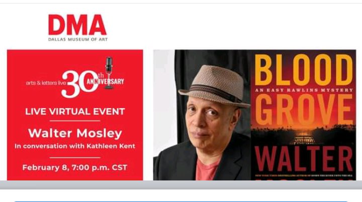 WordSpaceDallas's tweet photo. WordSpace had the pleasure of presenting Walter Mosley at the Kessler Theater in 2018 and are honored to partner with the DMA @ Arts and Letters Live to promote his new book Blood Grove and welcome him to the virtual stage. Tickets $10-40 @ https://t.co/yDWsjg7VyU https://t.co/DsWs21XLp5