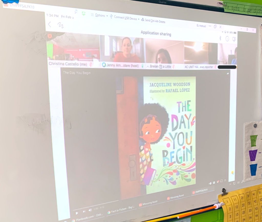 Celebrated World Read Aloud Day with <a href="/jlamendolare/">Jenny Amendolare</a> and her virtual class! What a fun way to end the week. 😁 #MineolaProud
