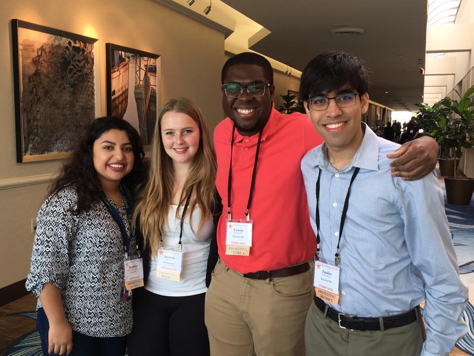 The last thing we did in 2017 was speak to school board at  @tasbnews. We're so grateful they invited us! This was also a cool transition moment from Jessica DeBoe (PVA '17) to Martha Aguirre (Westbury '18). Martha and Jessica are on the left-hand side of this photo at TASB!