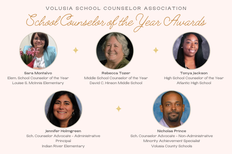 Congratulations to our School Counselors of the Year and Advocate award recipients! #NSCW21 <a href="/IRESManatees/">Indian River Elem.</a> <a href="/McInnisElem/">Mcinnis Elementary</a> <a href="/hinsonhurrican1/">Hinson Hurricanes</a> <a href="/SharksAHS/">Atlantic High School</a>
