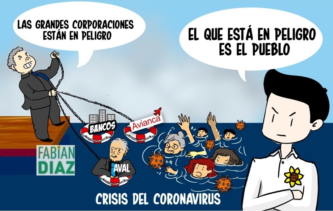 FabianDiazPlata's tweet photo. ¿El mundo al revés o los #Banqueros en el poder? 

Los supuestos alivios financieros prometidos por el Gobierno #Duque y los Bancos terminaron #ENDEUDANDO más al Pueblo y enriqueciendo a los banqueros en pandemia. https://t.co/A5EZvo1voW