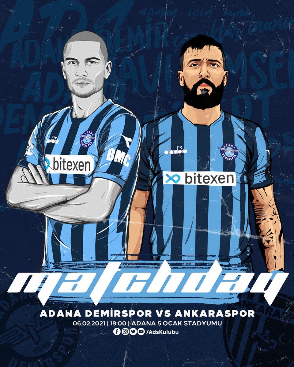 MAÇ GÜNÜ!
⚽️Adana Demirspor'umuz VS Ankaraspor 
🏆TFF 1.LİG 
🗓 06.02.2021 Cumartesi 
⏰19:00
🏟 5 Ocak Fatih Terim Stadyumu