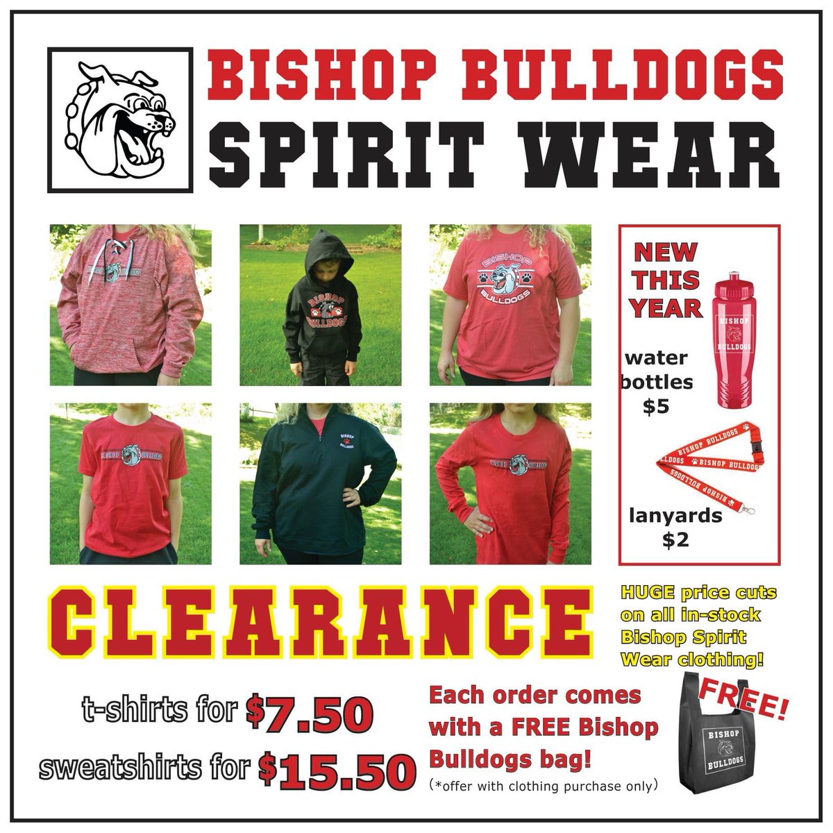 bishop_PTSA's tweet photo. 🔥 deals on Spirit Wear! Price cuts on all in-stock clothing. Lanyards &amp; water bottles, great for 'Back to School'!
https://t.co/tJyh9n8R0m
(Message us if you would like to get just water bottles and/or lanyards. 💵 payment with no-contact pick-up available.
#bishoprps https://t.co/w65hr6h8Do