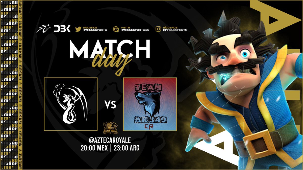 #ClashRoyale #Latam 

🏆 | <a href="/AztecaRoyale/">Azteca Royale League</a>
📍 | Eliminación Directa R2
🆚 | <a href="/Ak349Team/">AnimalsKings349</a>
⏲️ | 20:00 🇲🇽 / 23:00 🇦🇷

#AMARU4EVER 🐉