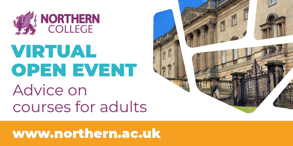NorthernCollege's tweet image. Aged 19+ and looking to return to education but don&apos;t know where to start?

Ask us your questions about courses for adults at one of our Virtual Open Events - find a date to suite you via this link: ow.ly/3Fg250Diu5w 

#Openevent #Onlinechat #Courseadvice #Fundingadvice