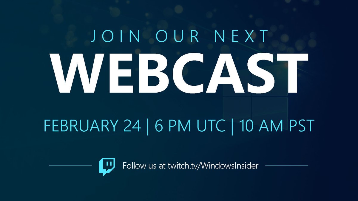 windowsinsider's tweet image. Save the date for the February episode of the #WIPWebcast to join us in learning more about storage and disk management features. 💾

🗓️ February 24 | 6 PM UTC | 10 AM PST

Follow us on Twitch now: msft.it/6018p0uJ0