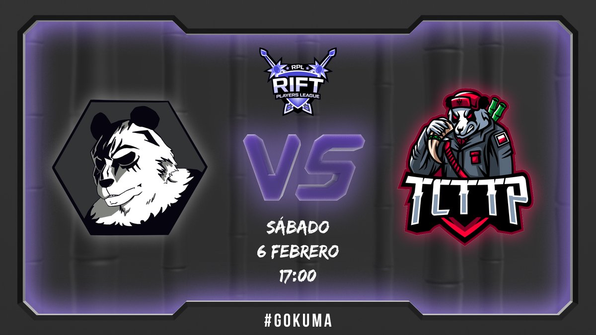 ¡Mañana nos estrenamos, pelea de pandas en <a href="/RankedPlayers/">RP League</a>!

🐼🐼¡Buena suerte!🐼🐼

Vs <a href="/ToCryToThePark2/">ToCryToThePark</a> 
⏰ 17:00h

#RiftPrimera #GoKuma!