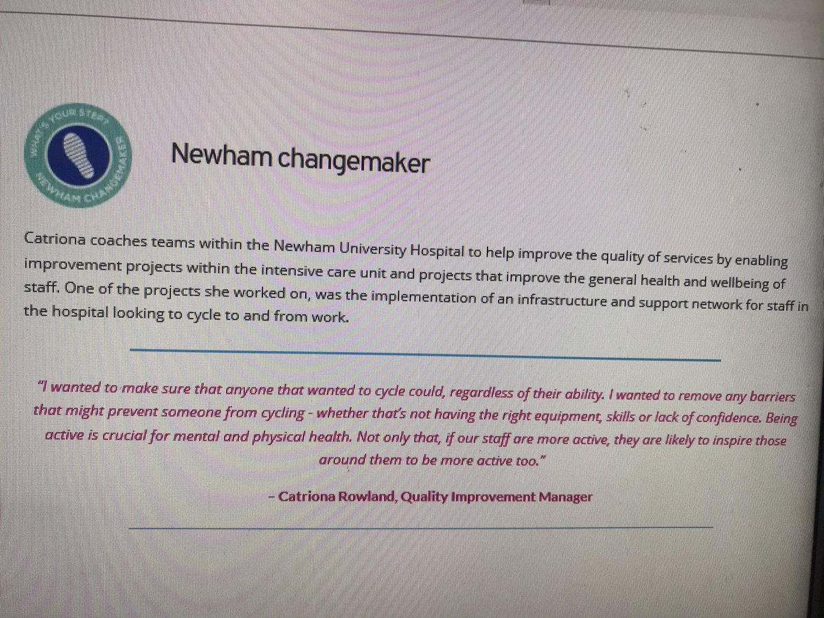 CatrionaRowland's tweet photo. Proud to be @NewhamLondon #ChangeMaker for #Step30 part of priority 7 supporting #ActiveTravel & improved #AirQuality - hope I can do my bit. #WhatsYourStep #50steps as part of health & well-being strategy website (https://t.co/fnLcQuBHNT) @strelitz_jason https://t.co/IH8dC5kTIh