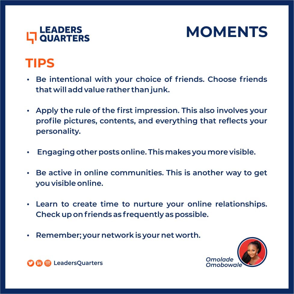 A few days ago, Champ Omolade shared with the LQ Community on How to Make and Build Valuable Relationships Online.

Here are excerpt in the image below.

Don't forget to Like, Retweet and Drop a Comment if you learnt something.

#OnlineRelationships #Community