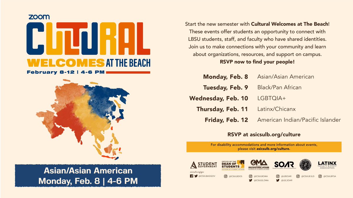 LB_soar's tweet photo. Hey Sharks! We’ll be kicking off Cultural Welcomes next week starting with our Asian/Asian American welcome! Take the time to connect with other LBSU students, staff, and faculty who have shared identities! 

Our first event will take place Monday, February 8th from 4-6pm. https://t.co/QXkue9JuPC