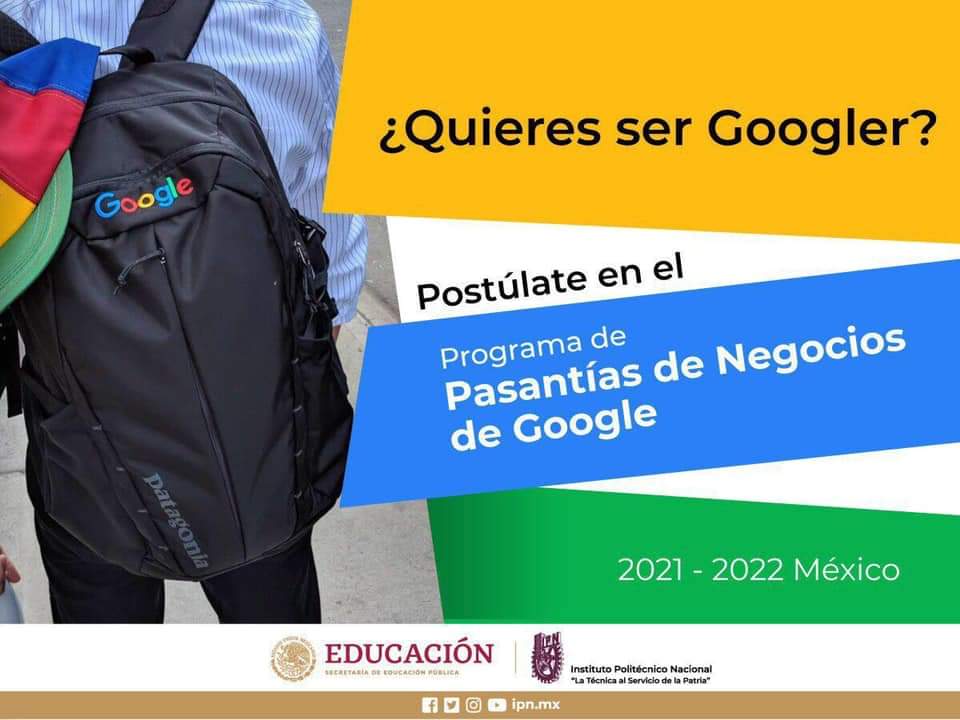 ¿Listo para convertirte en Googler?

Programa de Pasantías de Negocios de Google 2021-2022. 
La información para postularse puede ser consultada en:
grupociadetalentos.com/pasantiasgoogl…

#transformingtogether
#prometeaX
