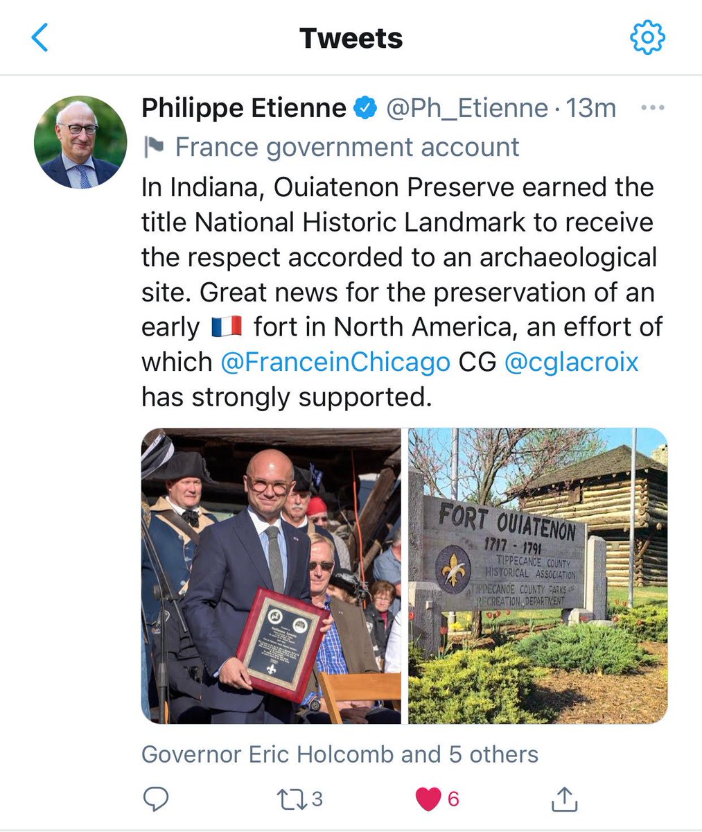 The Ouiatenon Preserve, a site co-owned and operated by <a href="/TippeHistory/">TippecanoeHistory</a>  and The Conservancy in #Indiana,  recently received designation as a #NationalHistoricLandmark!  Thank you to the French Ambassador for the recognition and support!