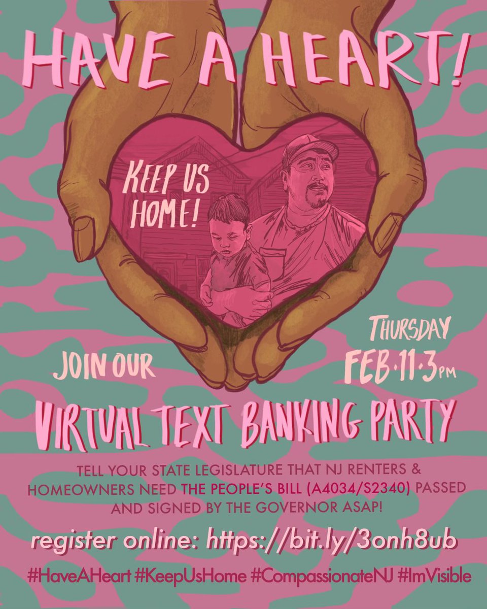 CompassionateNj's tweet photo. Join us for an active afternoon of sending text messages with this month’s theme of Compassionate NJ: Have A Heart! Keep Us Home! https://t.co/352rCrAE65