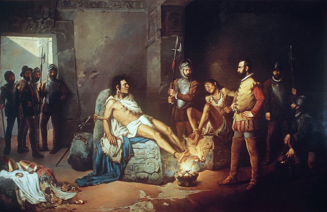 Cortes allowed Cuauhtemoc’s women and children to take up quarters in Tacuba, giving Tecuichpo the responsibility to supervise them. Spaniards tortured Cuauhtemoc in an unsuccessful attempt to find lost treasure. Cuauhtemoc had no information to give and was hanged in 1525. 14/