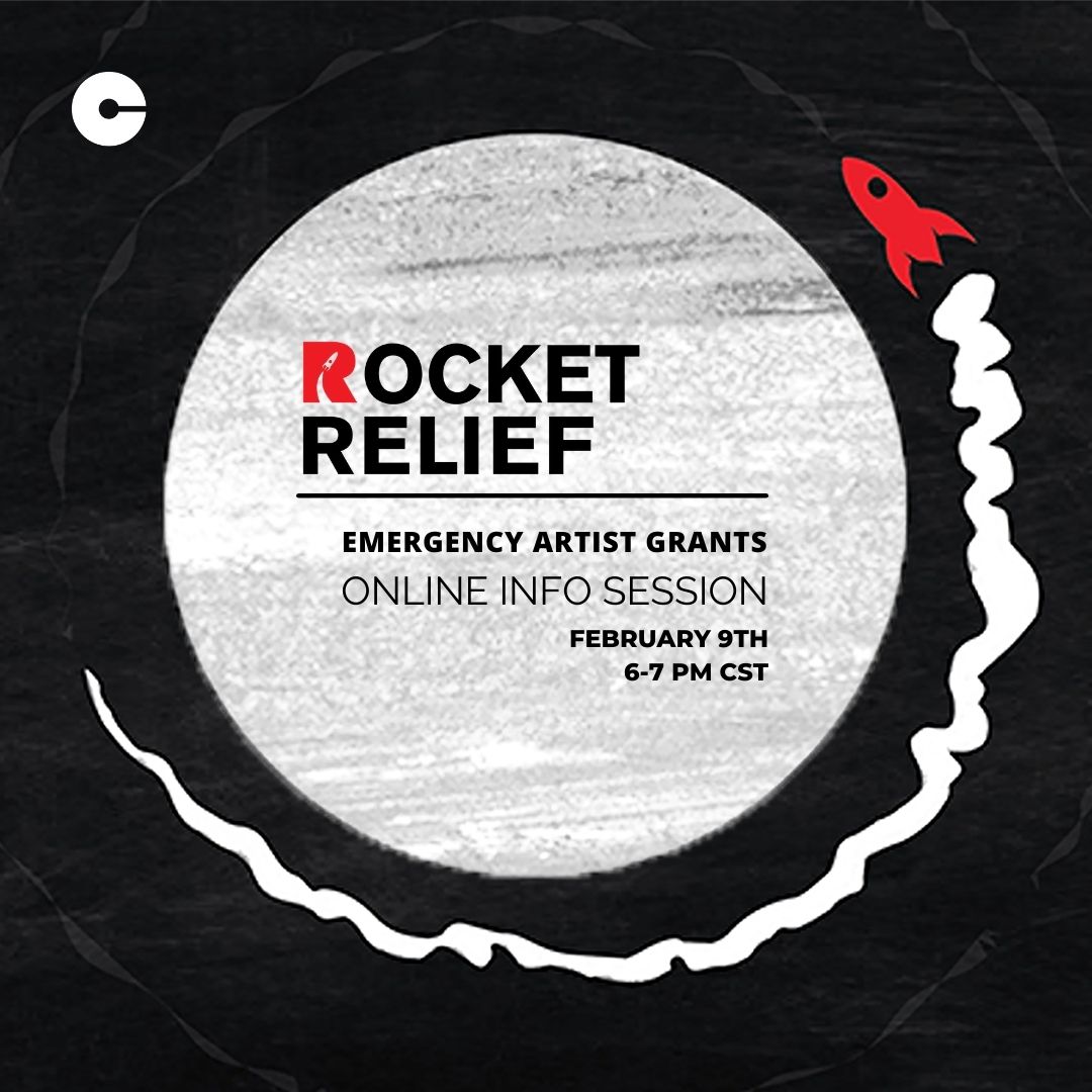 CharlotteStreet's tweet image. JOIN US for an online info session on the Rocket Relief Emergency Artist Grants Tuesday, February 9th at 6-7 PM (CST) where we will be answering questions about who is eligible, how to apply, and more! For more info, check out our FB event at: ow.ly/soUl50DsKjX