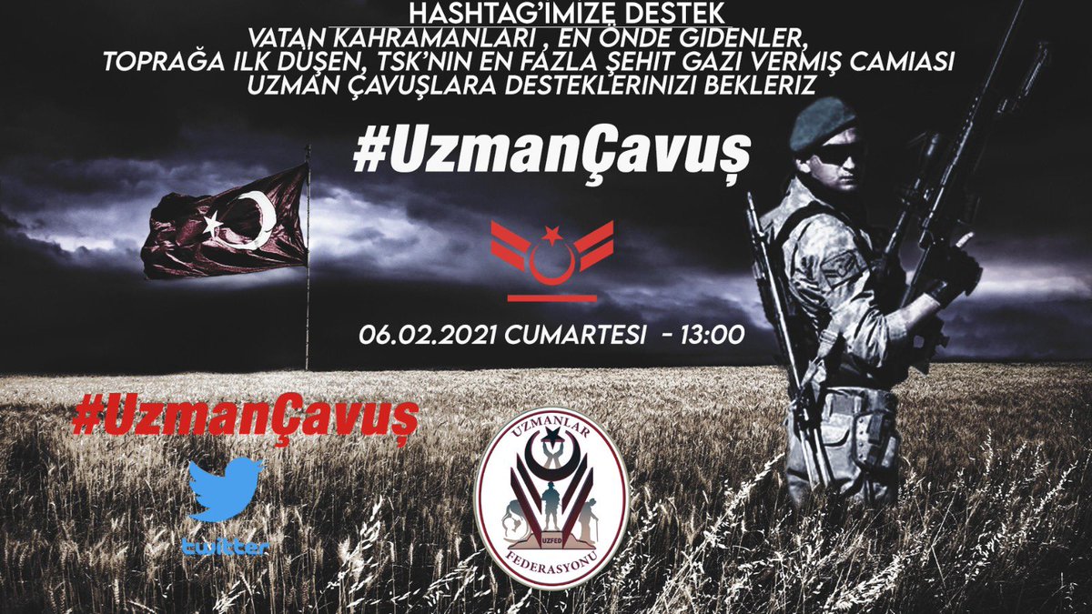 alitilkici38's tweet photo. Hashtag’imize Destek #UzmanÇavuş
Vatan Kahramanları , En Önde Gidenler, 
Toprağa İlk Düşen, TSK’nın En Fazla Şehit Gazi Vermiş Camiası 
Uzman Çavuşlara Desteklerinizi Bekleriz

#UzmanÇavuş https://t.co/7S3OlFpNKJ