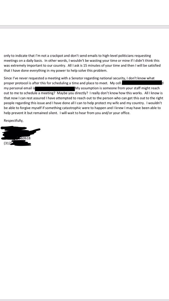 “In 2014 I pasted a letter to Senator John McCain’s website regarding power grid vulnerability: