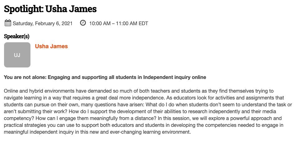Sleep well school library friends &amp; join us for a HUGE day of learning &amp; unlearning at #OLASC tomorrow! Start your day with our incredible spotlight <a href="/UshaJames/">Usha James</a>