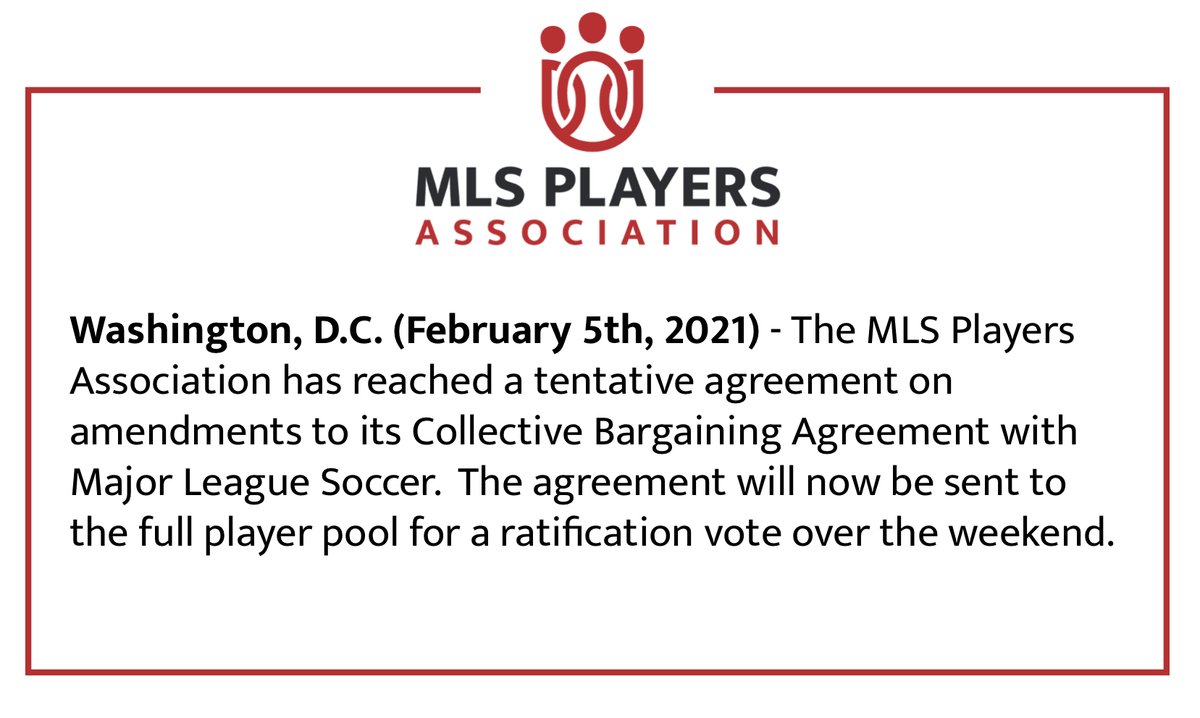 MLSPA's tweet image. Statement on tentative agreement reached with MLS: