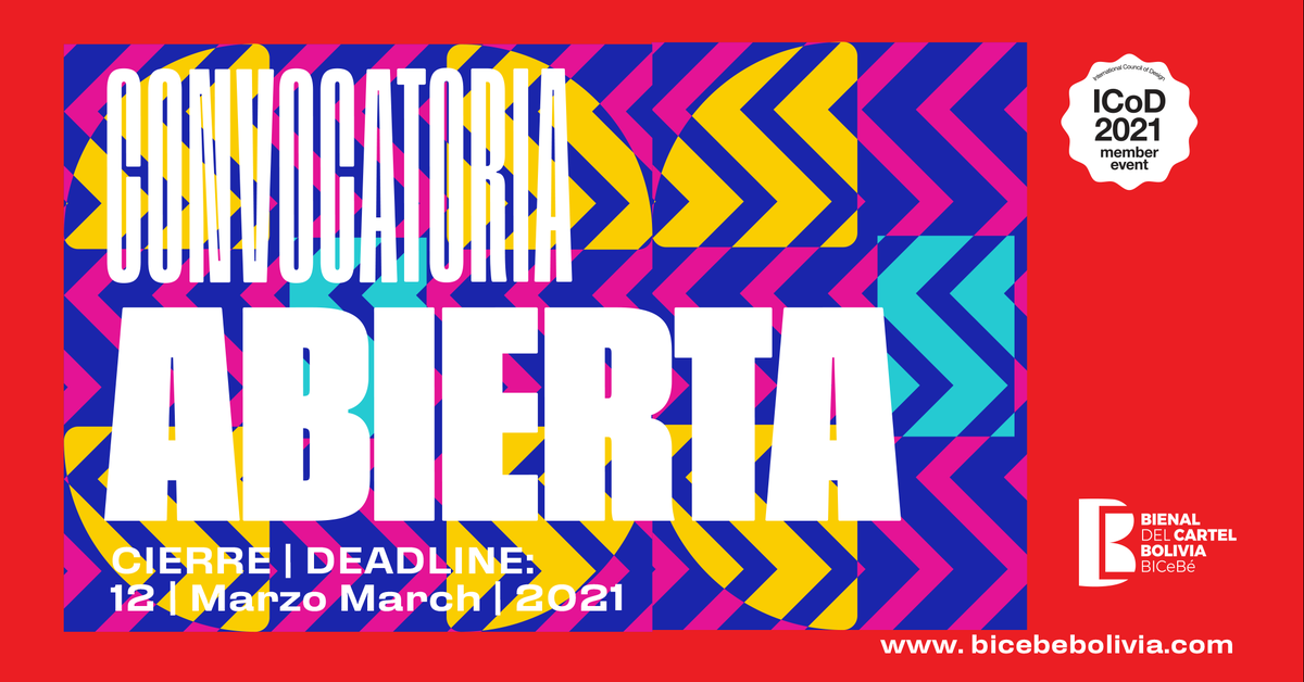 bicebe's tweet photo. RECTA FINAL ¡Participa!
Envío en línea https://t.co/n0iDw934kQ
CIERRE DEADLINE: 12 Marzo/March 2021
.
#bicebe2021 #vivalabicebe #bicebe #rectafinal #labicebelahacemostodos #designcontest #contest #callforentries #postercontest #animateposter #motiondesign https://t.co/TUWIz5j0AI
