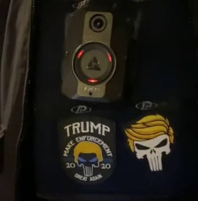 JPHilllllll's tweet photo. Spotted on an NYPD cop at a protest tonight. https://t.co/3Vg9ELWYB5